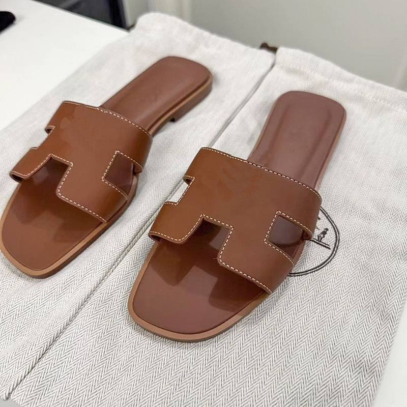 h sandals Strap Leather Flat Sandals 2026 New Luxury for Women Comfortable Open Toe Slides Summer Beach Daily Casual Wear Non Slip Slippers With box size 35 42 8dc