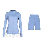Sky blue jacket short set