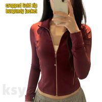 Cropped burgundy gold zip jacket