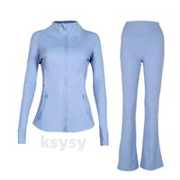 Sky blue jacket flared pant set