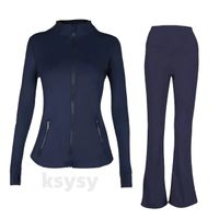 Dark blue jacket flared pant set