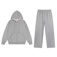 Grey full-zip straight-leg pants set