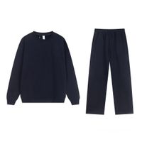 Blue-gray round-neck straight-leg pan