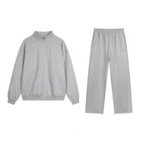Gray half-zip straight-leg pants set