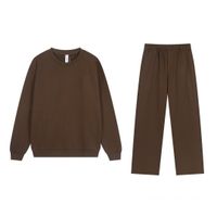 Brown round-neck straight-leg pants s