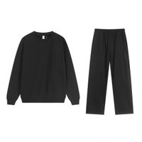Dark gray round-neck straight-leg pan
