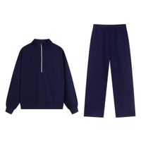 Dark blue half-zip straight-leg pants se