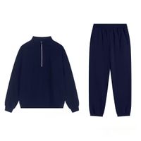 Blue-gray half-zip sports pants set