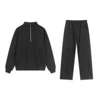 Dark gray half-zip straight-leg pants se