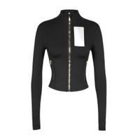 Cropped black gold zip