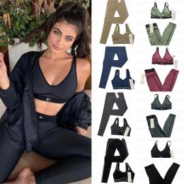NEW 10A Alosetismity women clothes yoga exercise set 2 piece bra+pants sets high end minimalist sports clothing sportswear designer leggings clothes pilates sets