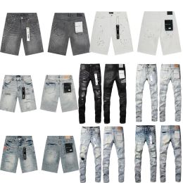 5A 2026 New High quality designer jeans Denim Trousers Mens Jeans Short hip hop hole Casual shorts Knee lenght jean clothing purple jeans