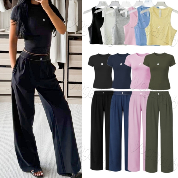 5A Designer Yoga vest pants shirts Gym Clothes Women shirt shorts Sports dress Straight-Leg Trousers Pant summer skirt Sweatpants Aloismly women clothes set