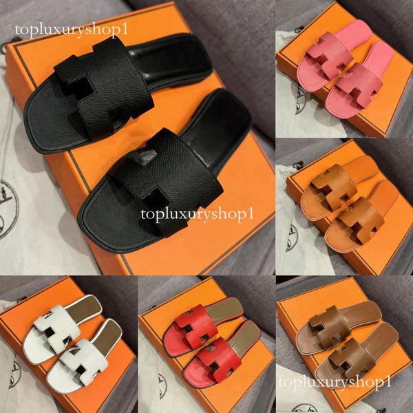 h sandals Strap Leather Flat Sandals 2026 New Luxury for Women Comfortable Open Toe Slides Summer Beach Daily Casual Wear Non Slip Slippers With box size 35 42 8dc
